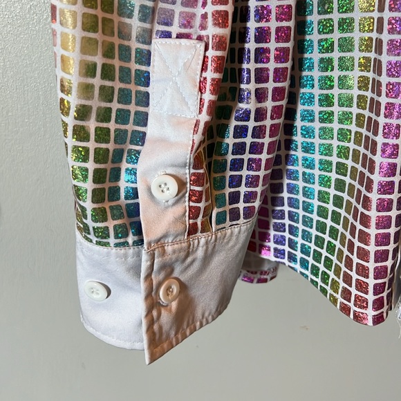 JOGAL Raver rainbow mirrored button down shirt size xl 😍 - Picture 3 of 10